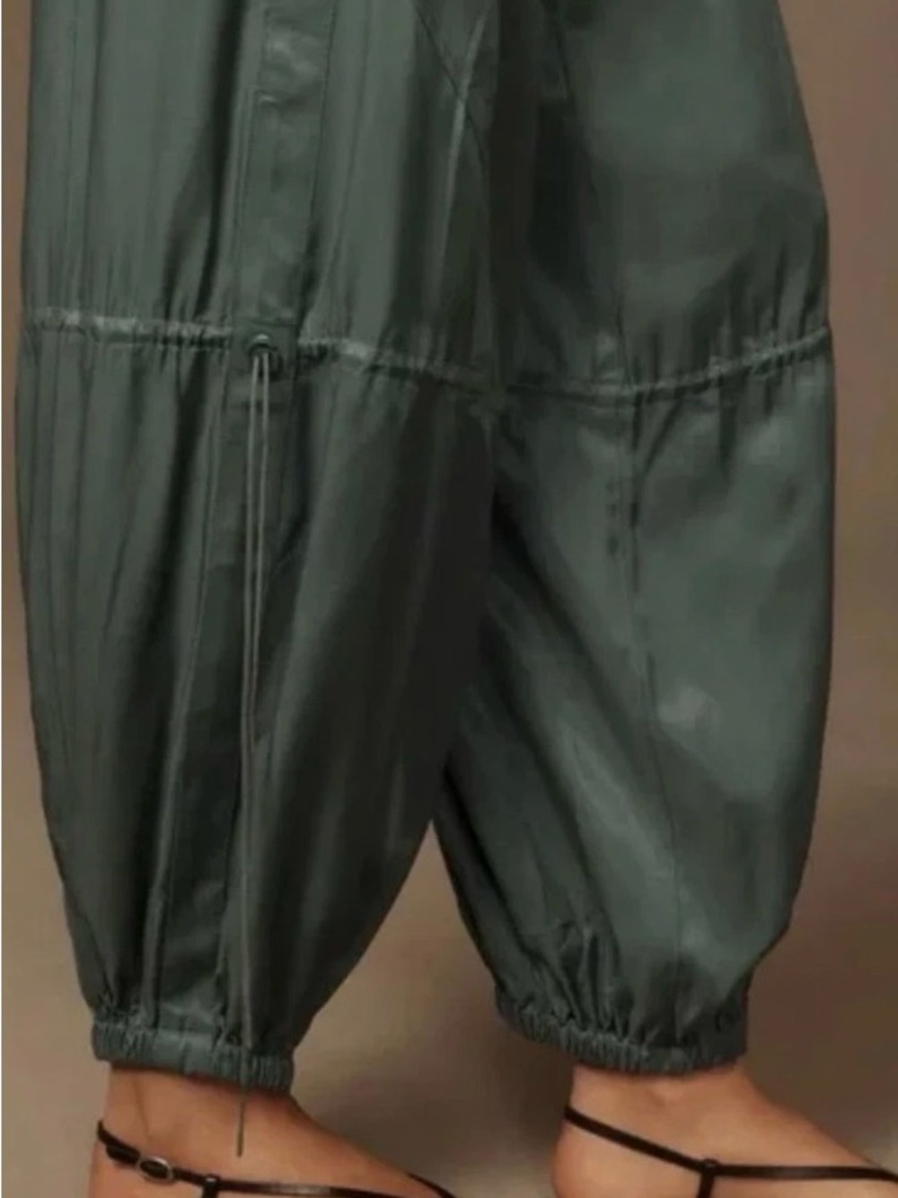 ANTHROPOLOGIE RUCHED PARACHUTE PANTS Satin Wide-Leg Pants - Picture 3 of 5